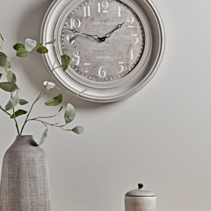 Grey Distressed Wooden Clock
