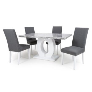 Grey Marble Effect 5 Piece Medium Dining Set with Randall Chairs