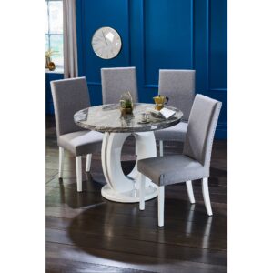 Grey Marble Effect 5 Piece Round Dining Set with Randall Chairs