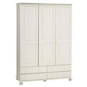 Malmo Stained White 4 Drawer Triple Wardrobe (H)1853mm (W)1296mm (D)570mm