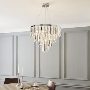 Poly Crystal Droppers Chrome Effect 5 Lamp Pendant Ceiling Light, (Dia)500mm