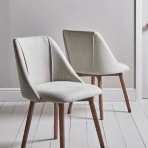 Two Upholstered Dining Chairs - Stone