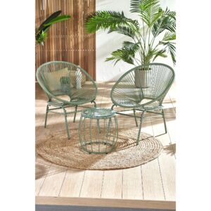 Santorini 3-Piece Rope Effect Garden Chairs and Table Set