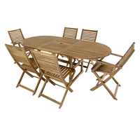 Charles Bentley FSC Acacia Hardwood Furniture Set with Extendable Table & 6 Chairs